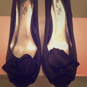 Peek toe black heels