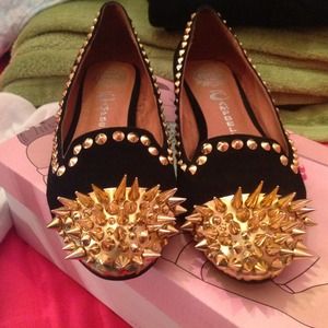 Jeffrey Campbell black and gold spikes