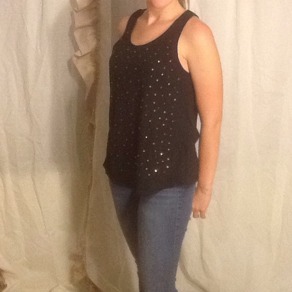 Black shirt with gold/orange studs