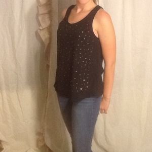 Black shirt with gold/orange studs