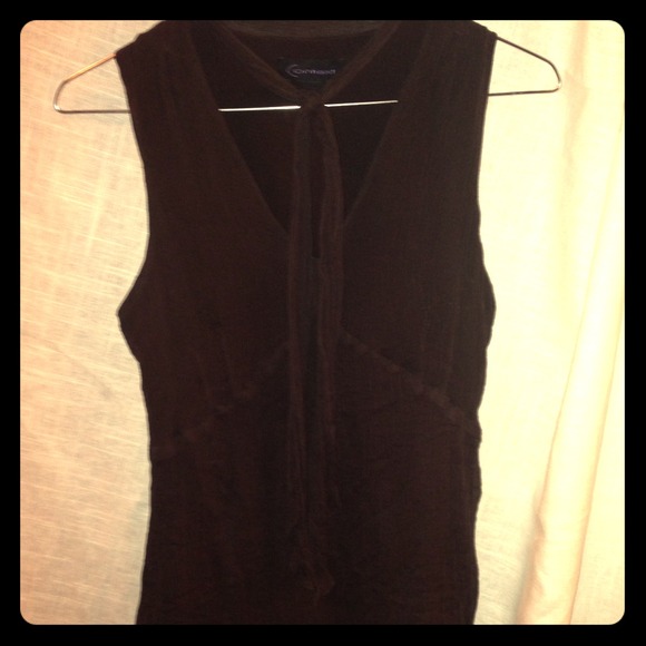 Brown Silk Sleeveless Top