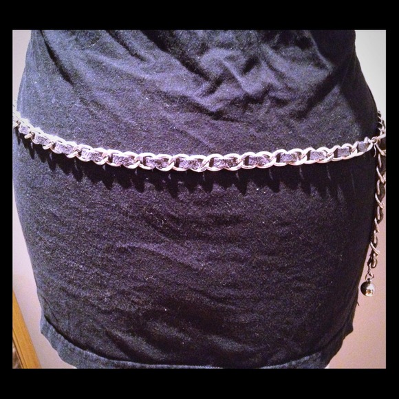 Woven suede / chain belt