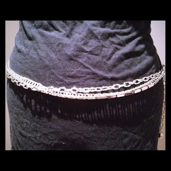 Silver multi chain belt