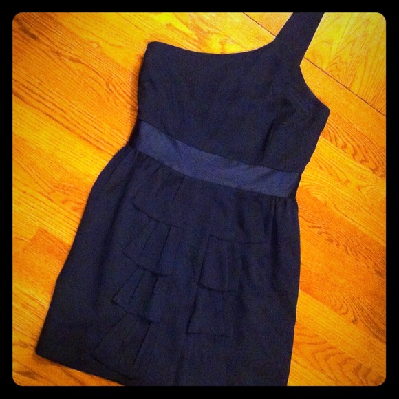 Sweet & Sexy Navy Silk One Shoulder Dress by Kyumi