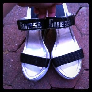 Black and silver bling wedges 🎀