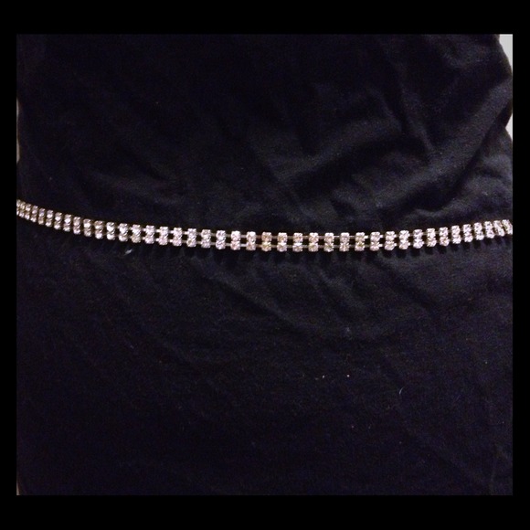 Rhinestone and chain belt