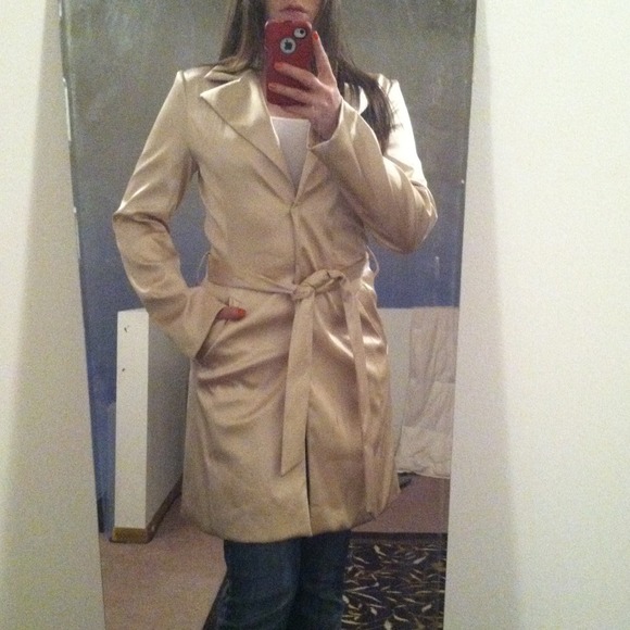 Champagne colored trench coat