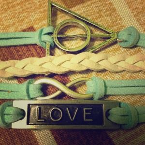 White and light blue bracelet