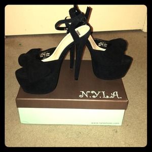 N.Y.L.A. Black 'Jollie' High Heel Sandal