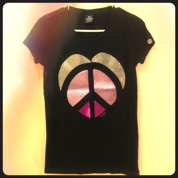Victoria's Secret Love Peace/ H&M black white tank