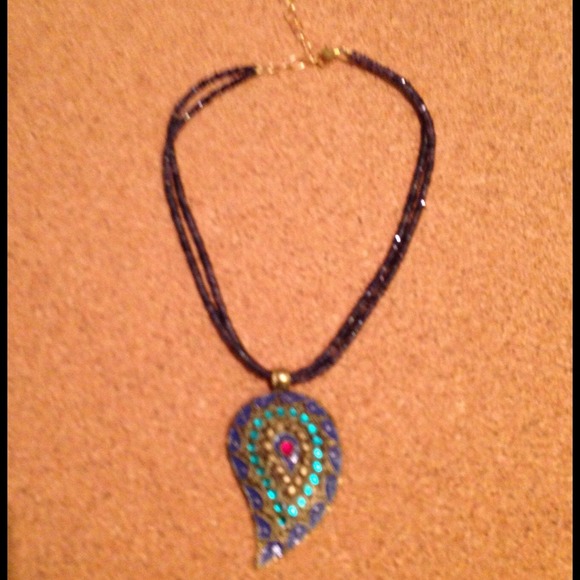 PAlSLEY PURPLE AND TURQUOISE PENDANT NECKLACE