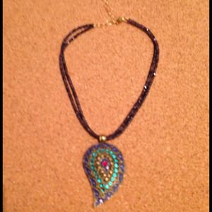 PAlSLEY PURPLE AND TURQUOISE PENDANT NECKLACE