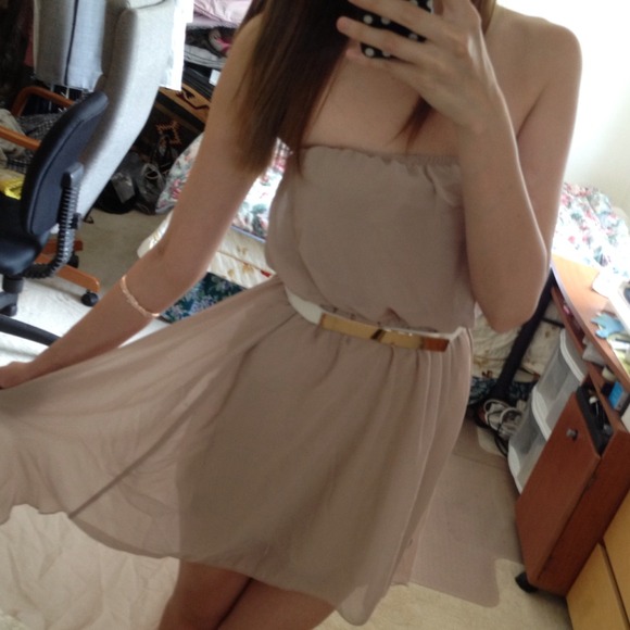 ❌Not Available❌💙NWOT Taupe Hi-Lo Chiffon Dress💙 - Picture 3 of 3