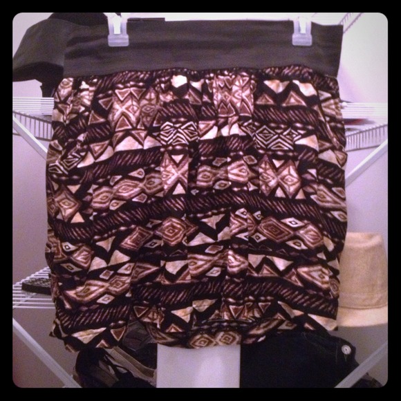 Brown n black tribal print shirt with pockets