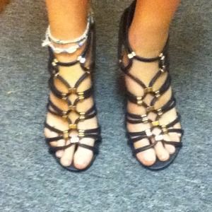 Black pumps with gold