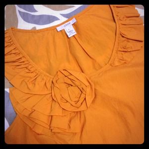 J Crew sleeveless top with ruffle and rose detail