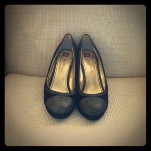 Authentic Elaine Turner "Lou" Wedge in Black Suede