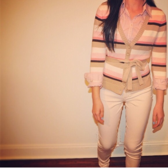 ANN TAYLOR petite striped wrap cardigan