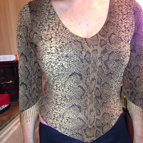 Animal print top with flow sleeve