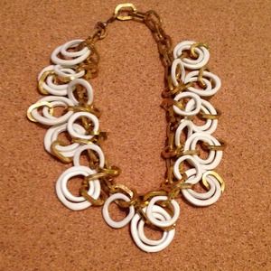 Mid-Century modern white aluminum necklace.