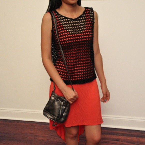 Black crochet festival tank