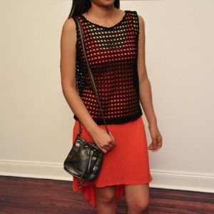 Black crochet festival tank