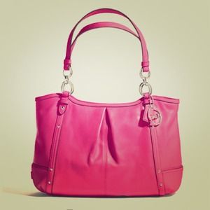 Coach pink leather tote bag
