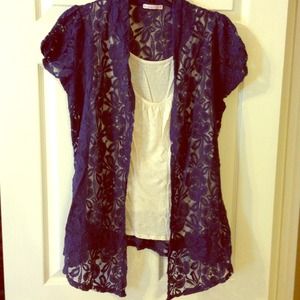 ✅SOLD IN BUNDLE!✅ Navy blue lace jacket with tank.
