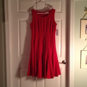 Red Calvin Klein Pleated Dress