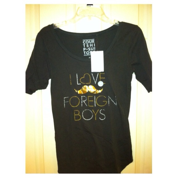 NWT black tee "I Love Foreign Boys" from pacsun