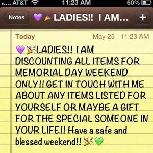 MEMORIAL WEEKEND DISCOUNTS!!!!