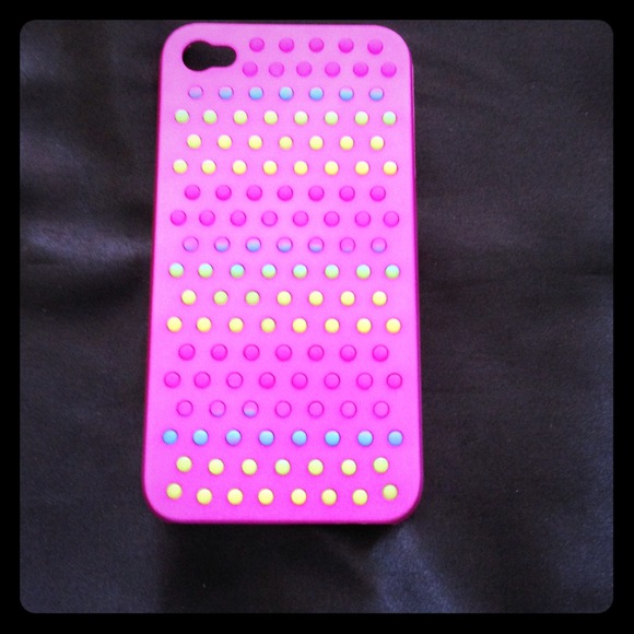 Super Cute Metallic Pink Rainbow iPhone 4 Case.