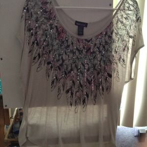 Feather/Peacock shirt! With sequence