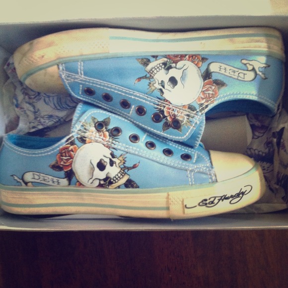 Ed Hardy Blue Sneakers w/ Skulls