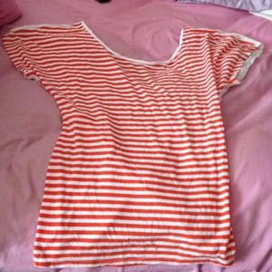 Striped Orange And White Shirt With Lace