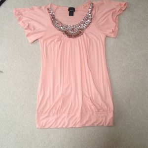 Rue 21 half sleeve jeweled neckline shirt.