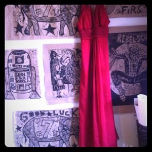 Long red evening gown