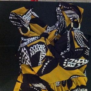 Yellow and brown dress