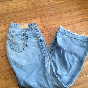 True Religion light wash and weight denim