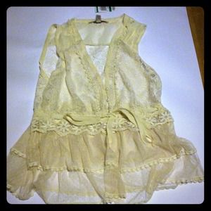 American Rag Cream Lace Peplum-NWT-Large