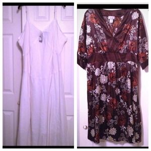 *Bundle*  White linen and kimono brown dress