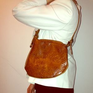 SALE! Hazelnut Etched Leather Bag