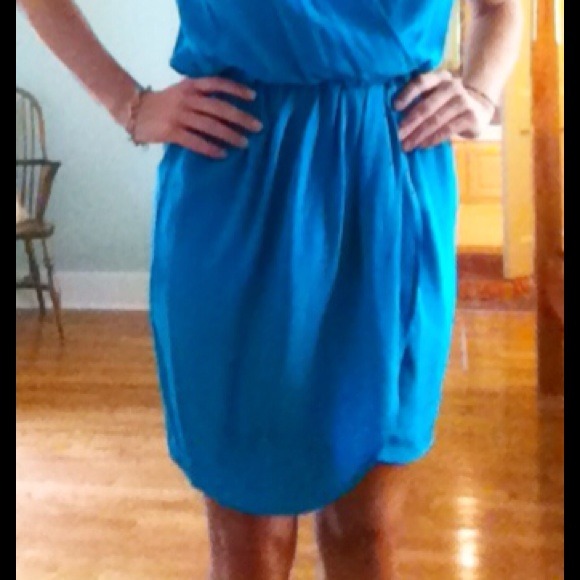 Beautiful 100% silk turquoise dress - Picture 3 of 4