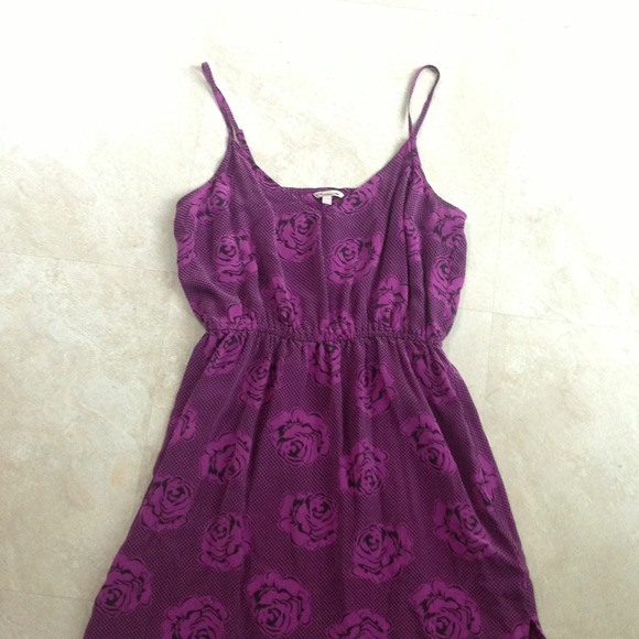 Cute Rose patterned purple dress