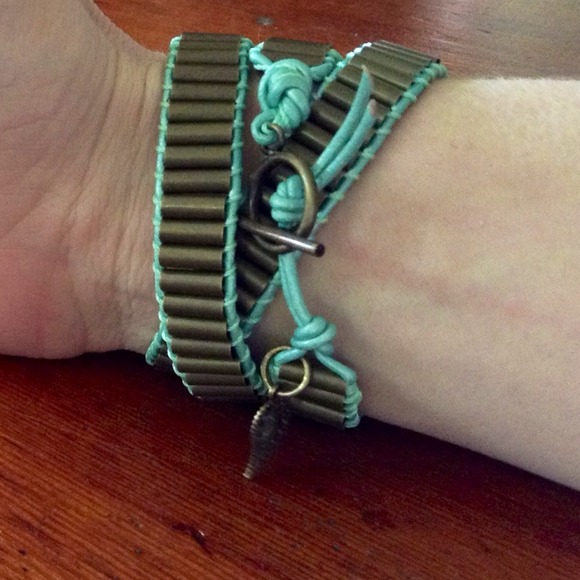 Bronze & Mint wrap bracelet - Picture 3 of 3