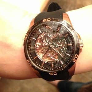Relic black and copper watch