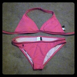 Pink Ralph Lauren two piece bikini-NEW-Size Large