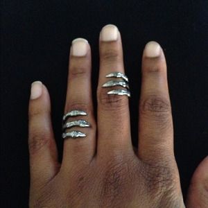 Silver plated claw ring
