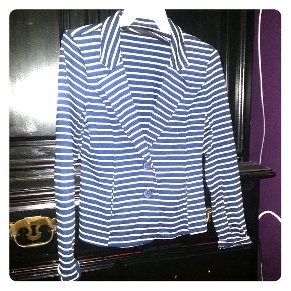 -Forever 21 stripe navy soft cloth blazer reserved