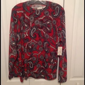 New Red paisley Kim Rogers Sweater